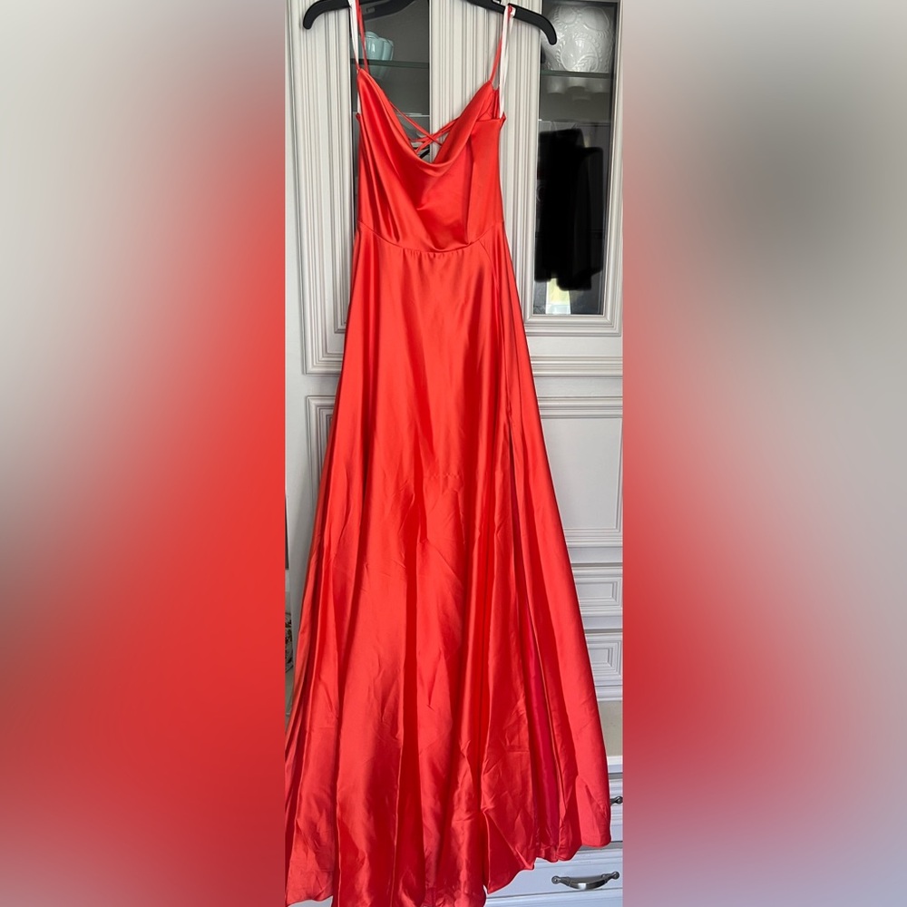Elegant Bright Orange Evening Gown